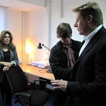 Jonathan Ratel, EU Prosecutor, with film crew, Kosovo.